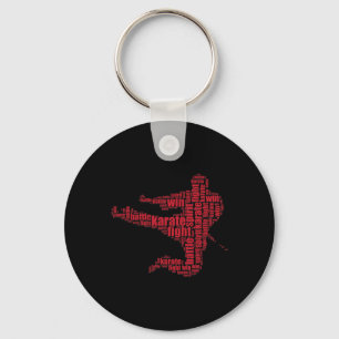 Karate Martial Arts Word Cloud Tee Keychain