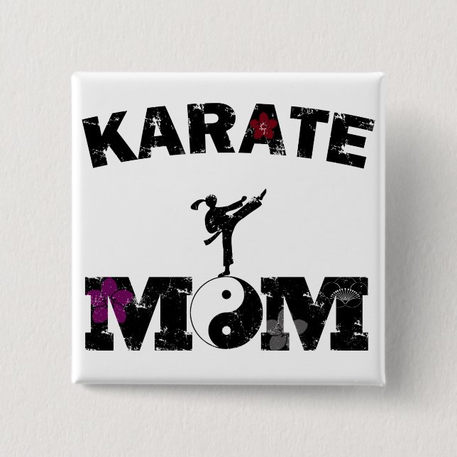 Karate MOM 2 Inch Square Button (Front)