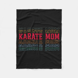 Karate Mom Funny Layered Text Mother Mama Coach Fleece Blanket