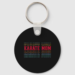 Karate Mom Funny Layered Text Mother Mama Coach Keychain