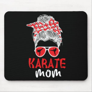 Karate Mom Messy Bun Karate Mama Karate Mother Mouse Pad