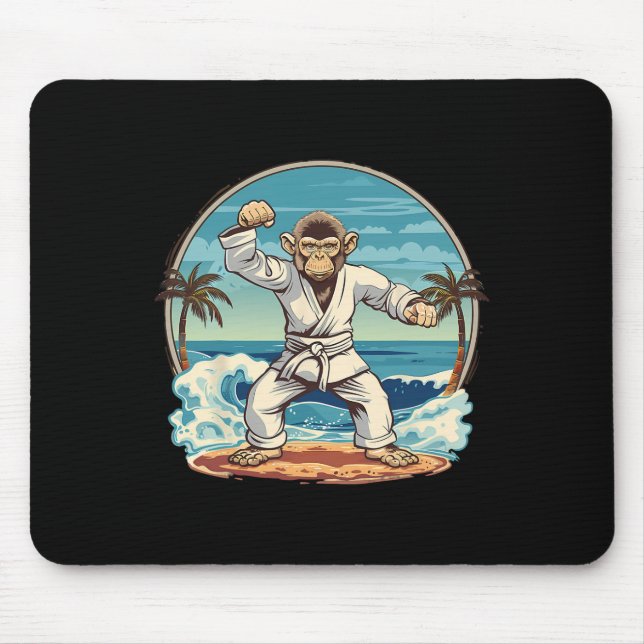 Karate Monkey Beach Kickboxing Jiu-jitsu Mma Marti Mouse Pad (Front)
