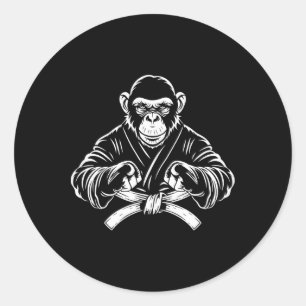 Karate Monkey Drawing Kickboxing Jiu-jitsu Mma Mar Classic Round Sticker