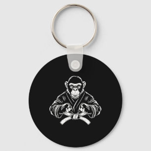 Karate Monkey Drawing Kickboxing Jiu-jitsu Mma Mar Keychain