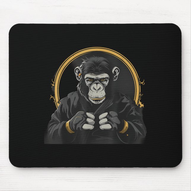 Karate Monkey Judo Taekwondo Kickboxing Mma Monkey Mouse Pad (Front)