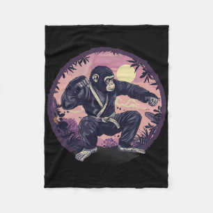 Karate Monkey Nature Moon Mma Kickboxing Monkey Lo Fleece Blanket