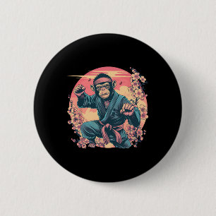 Karate Monkey Sakura Jiu-jitsu Mma Martial Arts Ki 2 Inch Round Button