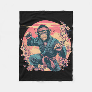 Karate Monkey Sakura Jiu-jitsu Mma Martial Arts Ki Fleece Blanket