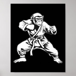 Karate Monkey Taekwondo Kickboxing Mma Judo Monkey Poster