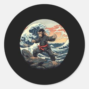 Karate Monkey Waves Taekwondo Martial Arts Monkey Classic Round Sticker