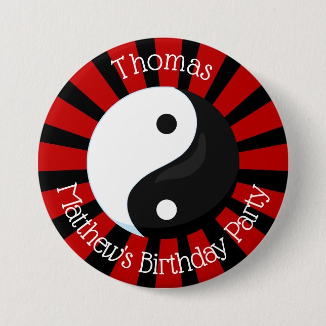 Karate Name Button Boy Birthday Party or Event  (Front)