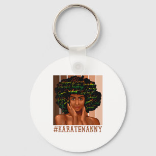 Karate Nanny African Women Messy Bun Black History Keychain