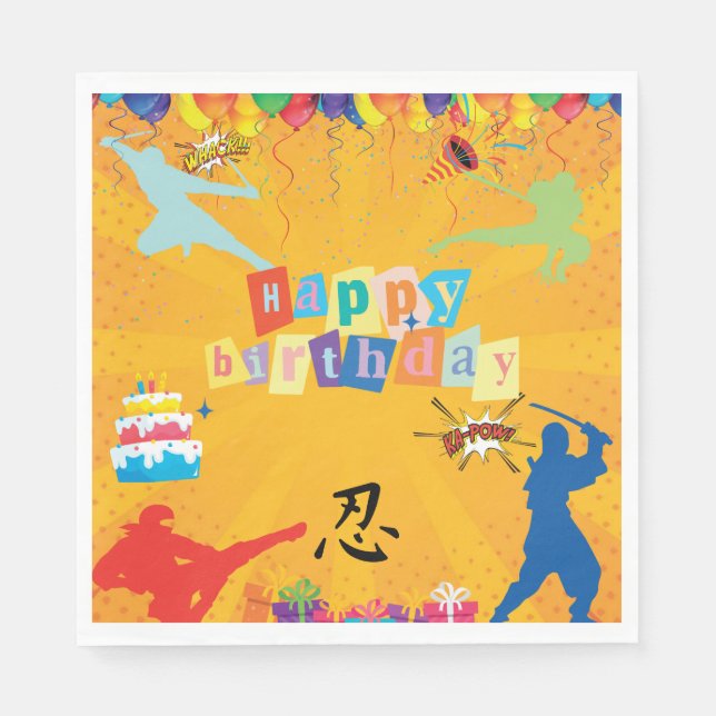 Karate Ninja Birthday Party Napkin (Front)