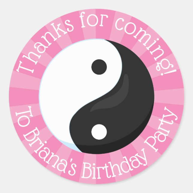 Karate Party Favour Sticker for a Girl (Front)