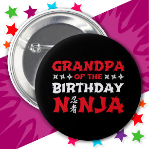 Karate Party Kids Grandpa of the Birthday Ninja 2 Inch Round Button