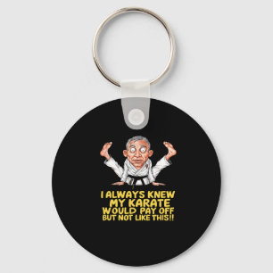 Karate Pay Off Funny Martial Arts Cartoon Art Keychain