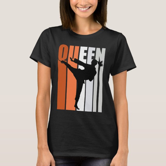 Karate Queen Orange Gray White Belt Practice Daugh T-Shirt (Front)