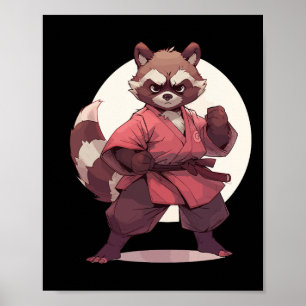 Karate Raccoon Anime Racoon Martial Arts T Martial Poster