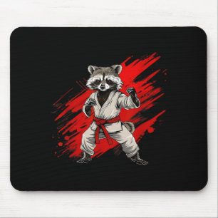 Karate Raccoon Motif Taekwondo Jiu-Jitsu Mma Mouse Pad