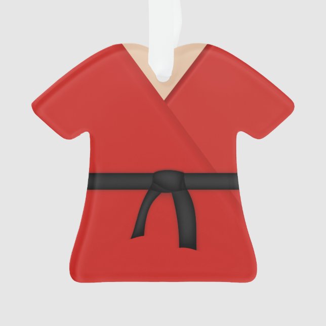 Karate Red Uniform Black Belt Ornament (Front)