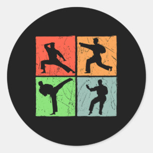 Karate Retro Black Belt Japanese Martial Arts Love Classic Round Sticker