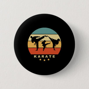 Karate Retro Sun Design Man Woman And Child Do Kar 2 Inch Round Button