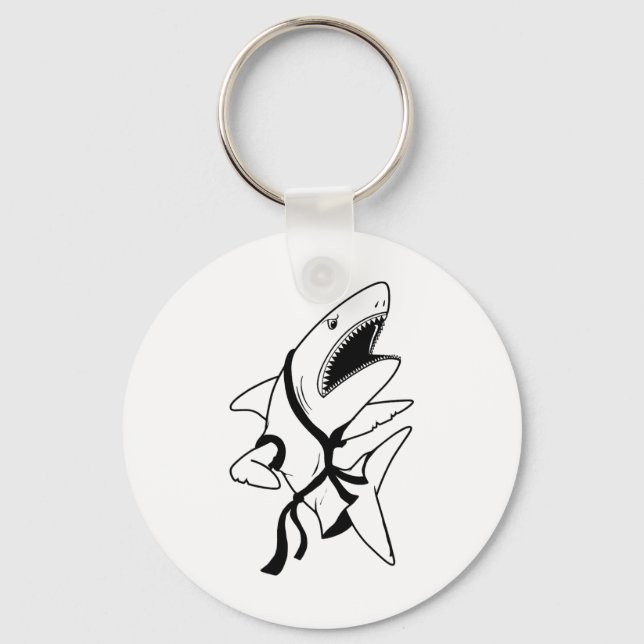 Karate Shark Funny Shark Wearing Karate Gi Shark L Keychain (Front)