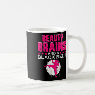 Karate Shirt Beauty Brains And Black Belt Funny Coffee Mug
