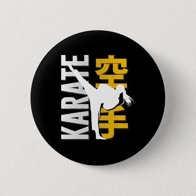 Karate Shirts Martial Arts - Girls  2 Inch Round Button (Front)