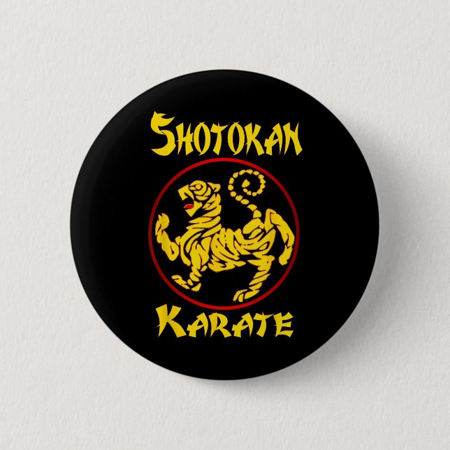 Karate Shotokan Tiger Martial Arts  2 Inch Round Button (Front)