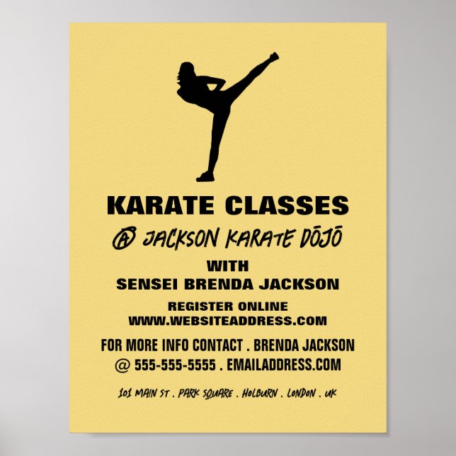Karate Silhouette, Karate Class Advertising Poster (Front)