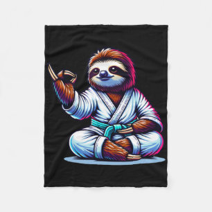 Karate Sloth Embracing Calm Serenity Fleece Blanket
