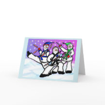 Karate Snowmen with Weapons Card