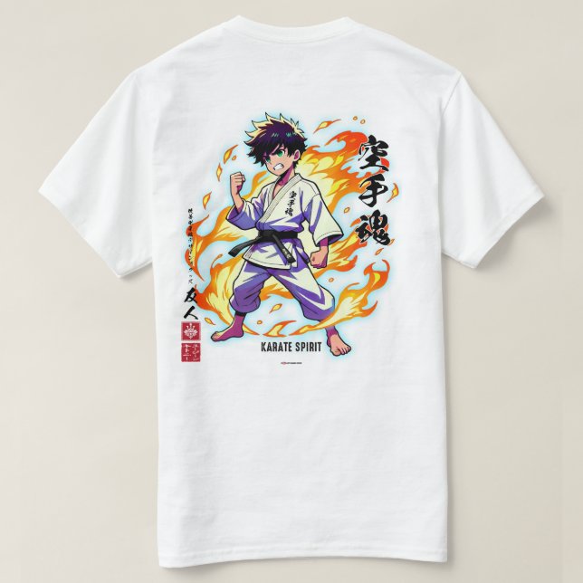 Karate Spirit Anime Warrior Light T-Shirt (Design Back)