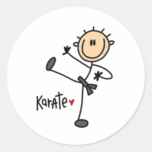 Karate Stick Figure Classic Round Sticker (Front)