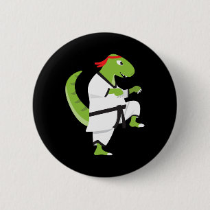 Karate T-rex Cool Cute Dinosaur Fighter Halloween  2 Inch Round Button