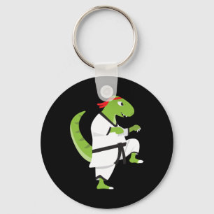 Karate T-rex Cool Cute Dinosaur Fighter Halloween  Keychain