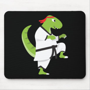 Karate T-rex Cool Cute Dinosaur Fighter Halloween  Mouse Pad