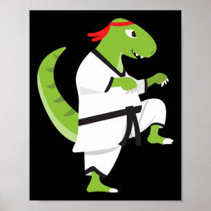 Karate T-rex Cool Cute Dinosaur Fighter Halloween  Poster