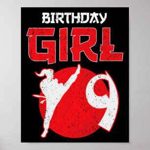 Karate Taekwondo 9 Years Old Birthday Martial Arts Poster