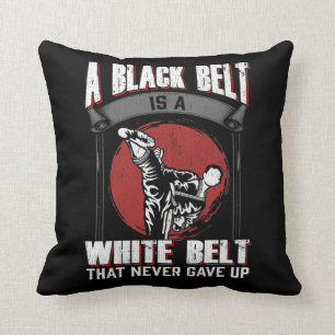 Karate Taekwondo Black Belt Martial Arts Fighter Throw Pillow