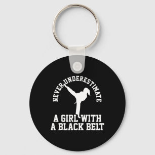 Karate Taekwondo Blackbelt Girl  Keychain