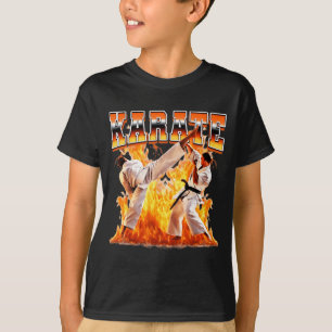 Karate Taekwondo Flames 90s Bootleg Style T-Shirt