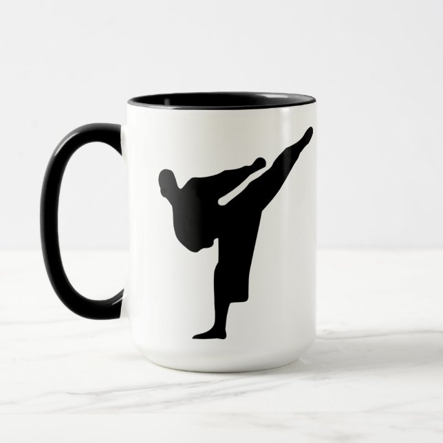 Karate / Taekwondo Kick Silhouette Coffee Mug (Gauche)