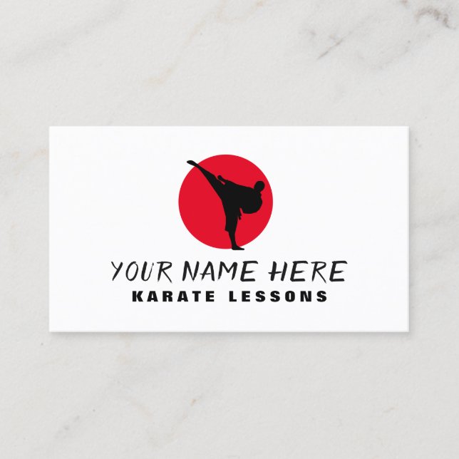 Karate teacher instructor business card template (Front)