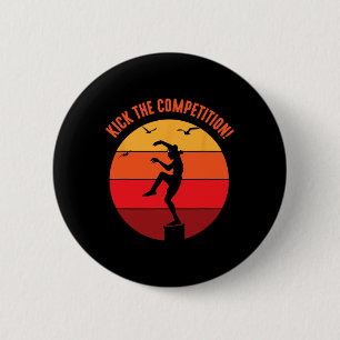 Karate Teen Kid Vintage Sunset On Pacific Ocean Be 2 Inch Round Button
