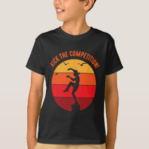 Karate Teen Kid Vintage Sunset On Pacific Ocean Be T-Shirt