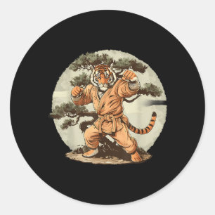 Karate Tiger Bonsai Jiu-Jitsu MMA Taekwondo Tiger Classic Round Sticker