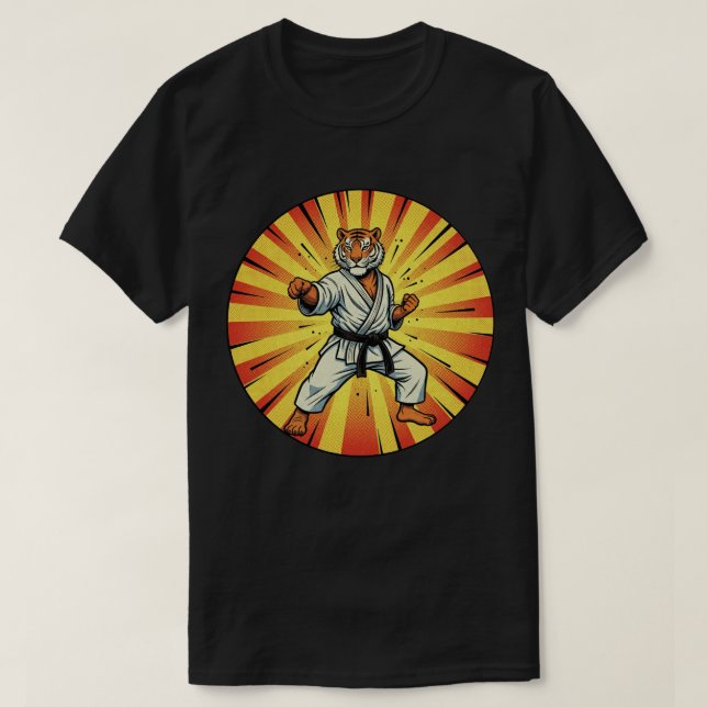 Karate Tiger Master - Martial Arts Power Strike T-Shirt (Design Front)