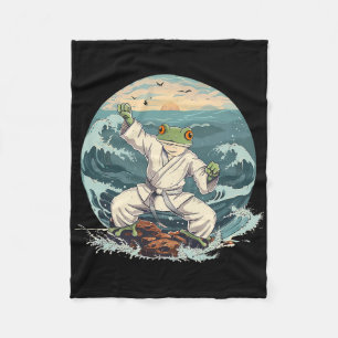 Karate Toad Taekwondo Beach Sunset Martial Arts To Fleece Blanket